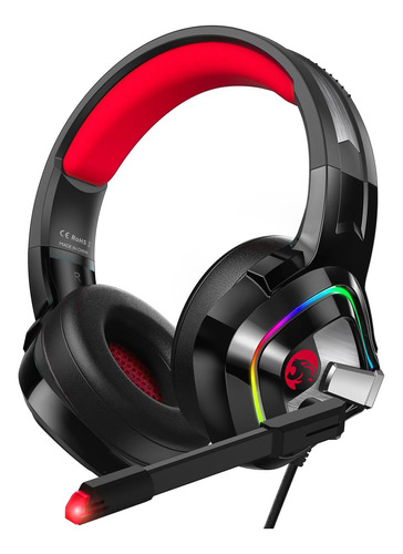 Auriculares Gamer Ziumer Z66 C/ Rgb/ Mic. Rojos