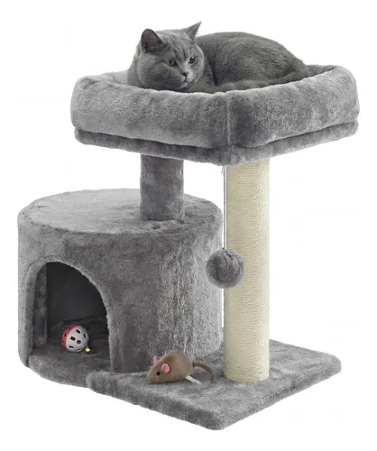Feandrea Árvore Para Gatos, Casa Com Poste De Sisal Cinza Cinza