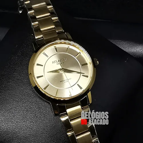Rel gio Feminino Luxo Atlantis Gold Original Prova D gua