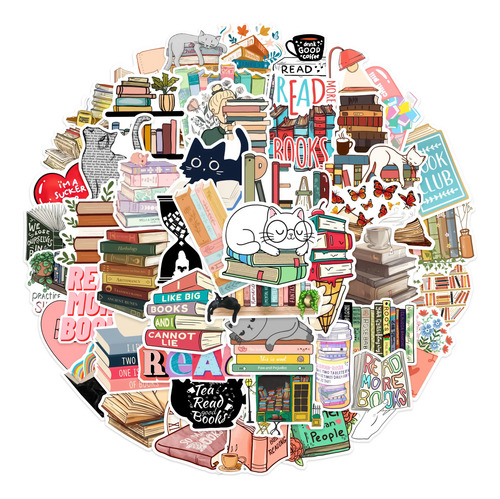 50 Stickers Libros - Leer / Scrapbook - Journling
