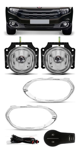 Kit Farol De Milha Neblina Fiat Toro 2016/2020 Botão Painel