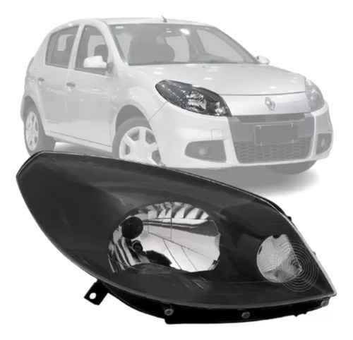 Farol Sandero 2012 A 2014 Foco Simples Mascara Negra