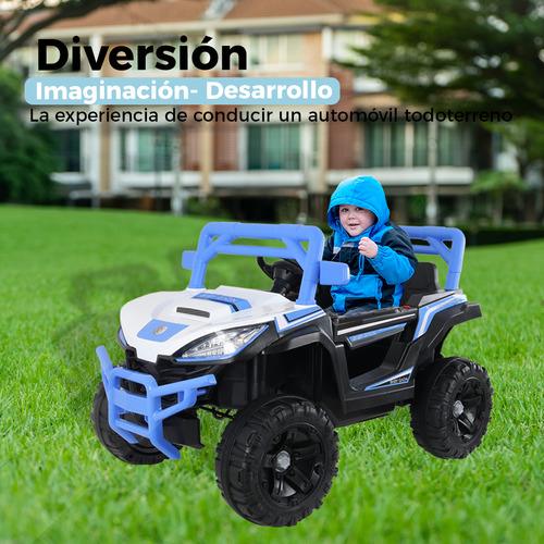 Carro Montable Electrico Con Control Remoto Musica Y Luces Color Azul