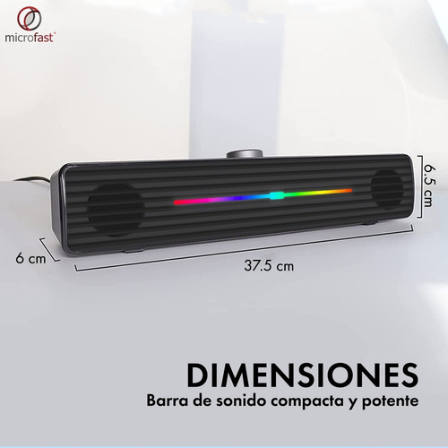 Imagen 4 de 8 de Barra Sonido Luz Rgb 3w Notebook Pc Altavoz Subwoofer Plug