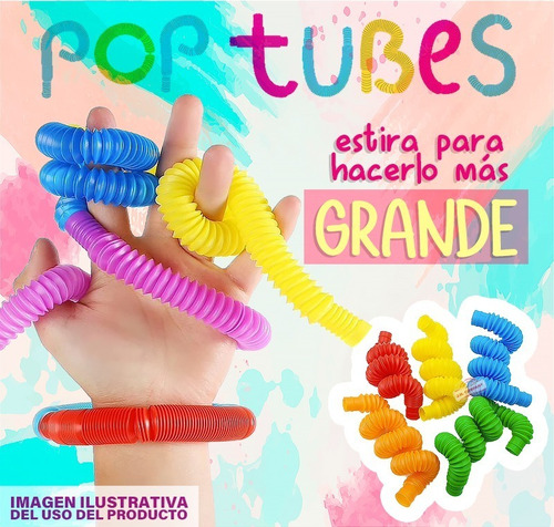 9 Pop Tubes Tubo Fidget Juguete Antiestres Sensorial Color 1
