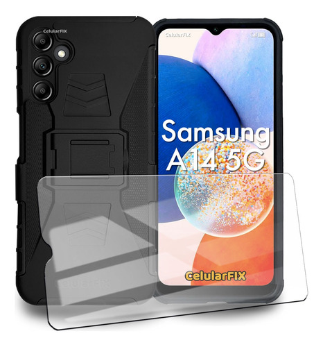 Funda P/  Samsung A14 5g, Uso Rudo Clip + Mica