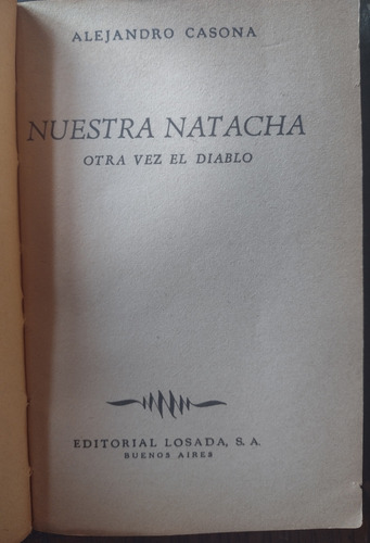 Nuestra Natacha De Alejandro Casona Con Firma Autor (Usado)