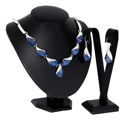 Juego De Collar Y Aretes De Plata .925 Gala Lapislázuli