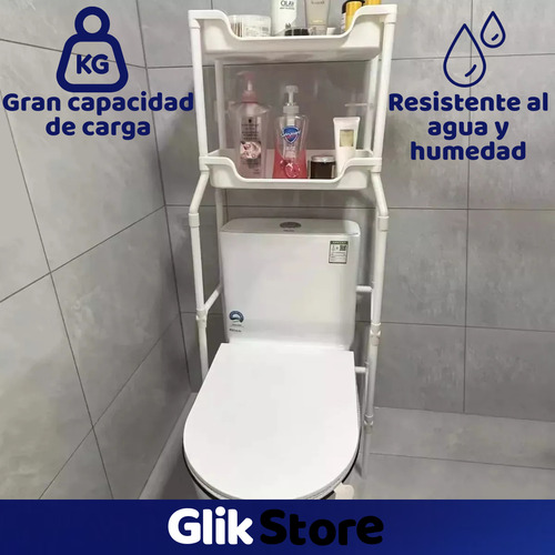 Organizador De Baño Sobre Inodoro Mueble Plastico 2 Estantes Blanco