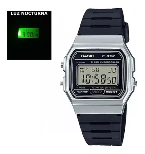 Casio Colección Reloj digital unisex F-91W, Negro