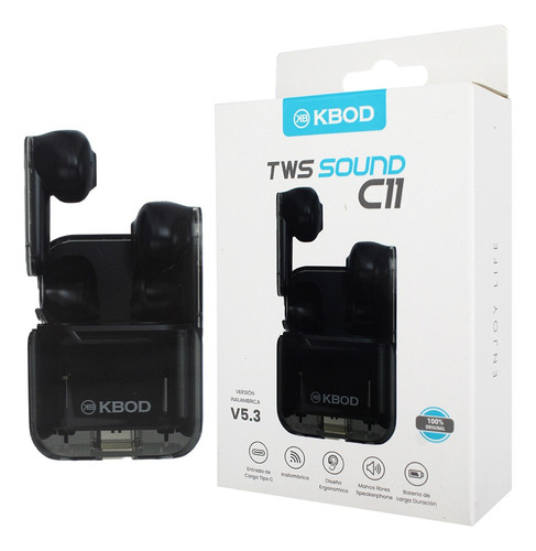 Audífonos Inalámbricos Bluetooth Kbod C11 Con Estuche Negro