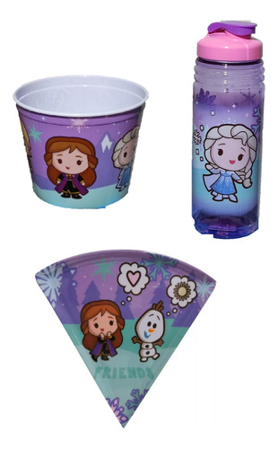 Set Frozen Botella De Agua, Palomero Y Plato Pizzero