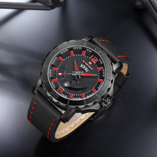 Naviforce Nf9122 Cuero Estilo Moderno Producto De Calidad Color de la malla Negro Color del fondo Rojo
