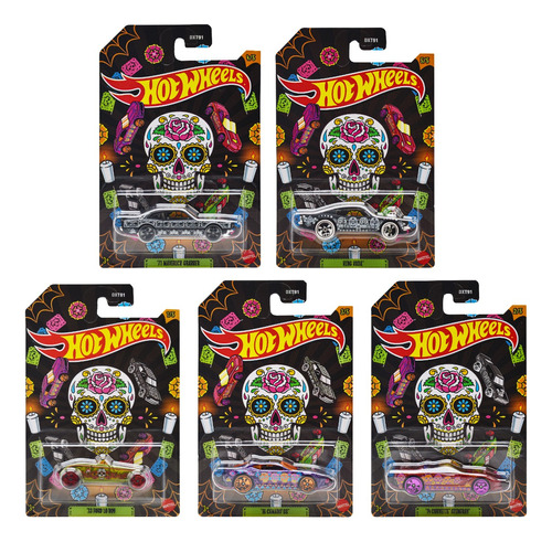 Hot Wheels Dia De Muertos Pack 5 Vehiculos 1:64 Mattel