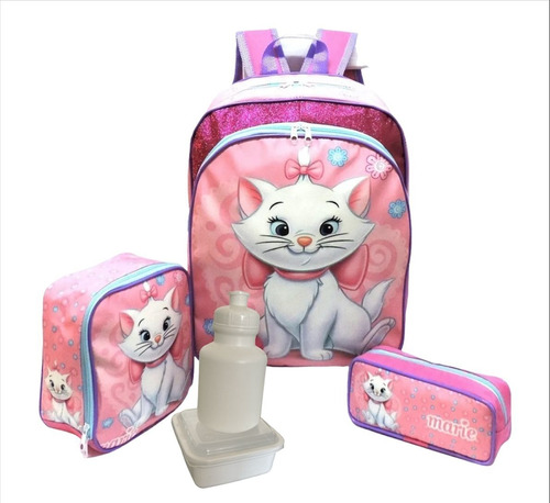 Kit Mochila Gatinha Marie Costas G + Lancheira Boleto F5