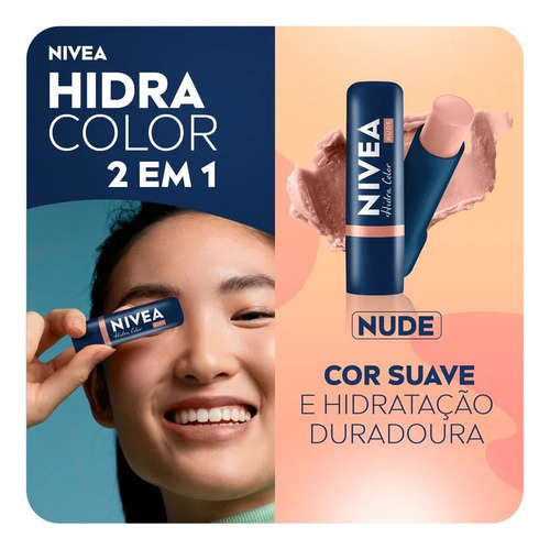 Kit Hidratante Labial Nivea Hidra Color Morango Nude Cereja
