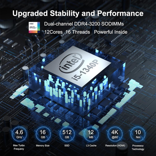 Intel Nuc 13 Pro Arena Canyon Mini Pc Core I5-1340P 16 Gb de Ram 512 Gb Ssd Mini Computadoras Windows 11 Pro Para Oficina en Casa Soporte 8k 4k Quad Display wifi 6e bt 5.3 thunderbolt
