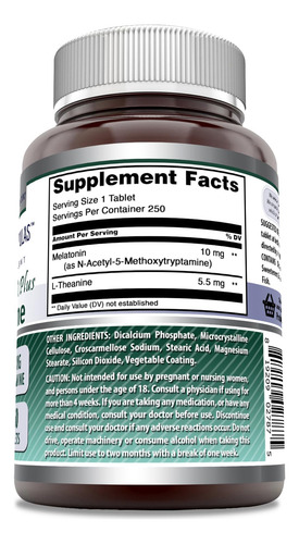 Suplemento Amazing Formulas Melatonina 10 Mg Com L-teanina 5