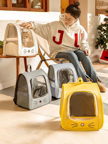 Mochila Viaje Transpirable Para Mascotas, Gatos Y Perros