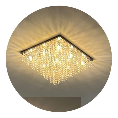 Lustre De Cristal Legítimo, Para Sala/quarto Base Dourada Cor Branco 110V/220V