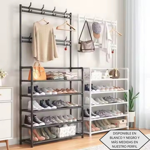Organizador Recibidor Zapatero Perchero 4 Niveles 60cm Rack Blanco