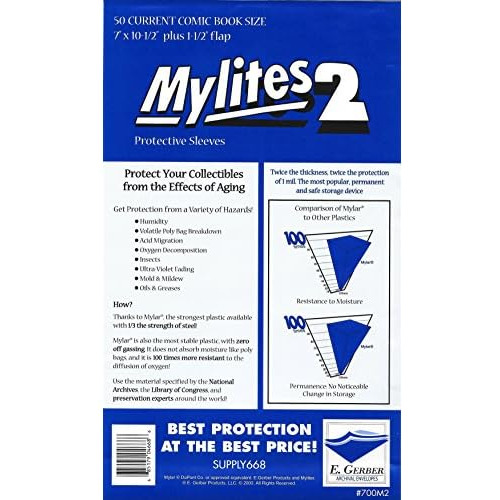 Mylites2 50 Pack 2 Mil Current 7  X 10 1/2  Plus 1 1/2 ...