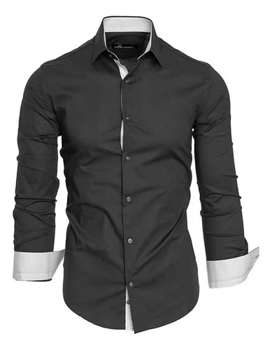 Camisa Social Casual De Manga Larga Delgada For Hombre