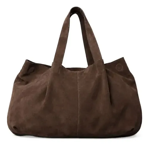 Bolsa Grande Cks Camurça Dupla Função - Marrom Marrom