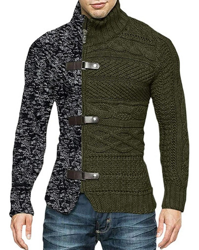 Cárdigan De Cuello Alto Para Hombre  Suéter De Punto