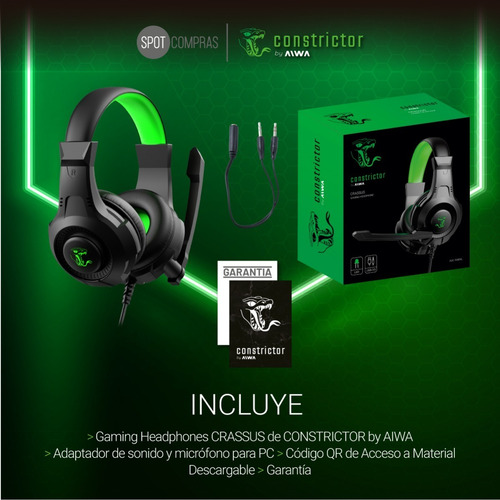 Auricular Gamer Aiwa Constrictor Led Con Mic Auc-1040vl