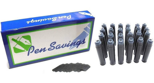 24 Cartuchos Tinta Pen Savings De Pluma Estilografica Negro