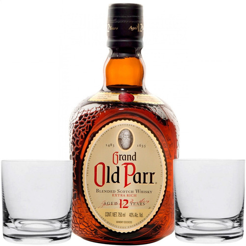 Whisky Old Parr Scotch 12 Años + Vasos De Vidrio - 01mercado