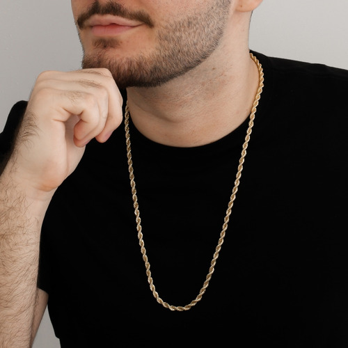 Imagem 2 de 3 de Corrente Masculina Cordão Baiano 6mm Banhada Fecho Bomba