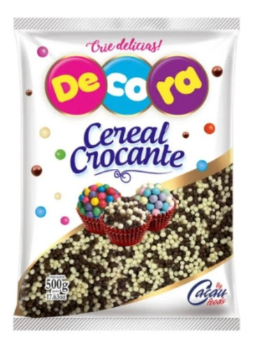 Mini Cereal Crocante Preto E Branco Para Confeitar 500g - Ca