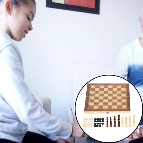 Rx Ajedrez Y Damas De Madera Portátiles Tablero De Los