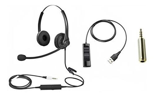 Auriculares 3.5mm Con Adaptador 2.5mm Usb Para Oficina -