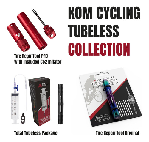Kom - Kit De Reparación De Neumáticos Sin Cámara Para Bicicl