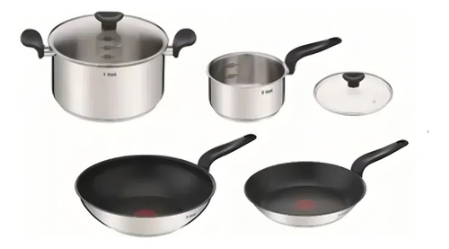 Bateria De Cocina T-fal 6pz Acero Inoxidable Induccion Color Plateado