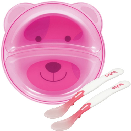 Kit Papinha Bebe Buba Um Pratinho Infantil + 2 Colher Termo