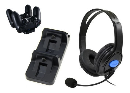 Audifono Ps4 Headset Ps4 + Cargador Mando Ps4 Joystick Ps4