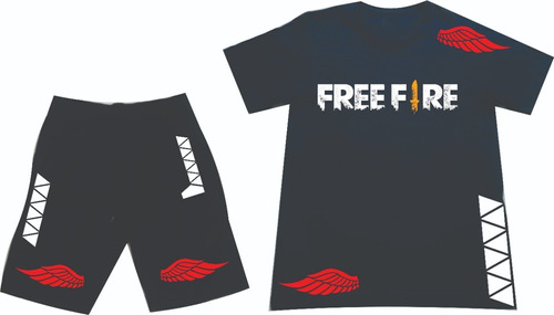 Conjuntos Pantaloneta + Camiseta Freefire Niños Y Adultos 