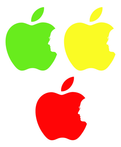 Calco Vinilo Apple Steve Jobs Verde Amarillo Rojo 10 Cm