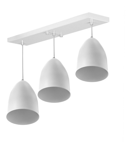 Lustre Pendente Vegas Triplo Base Retangular Branco