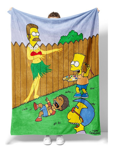 Manta Frazada Decorativa 150x110cm Homero Simpson Suave 