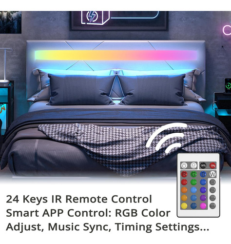 Base De Cama Likimio Matrimoial C/ Luces Led Blanco