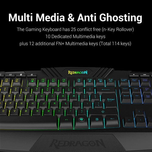 Combo Redragon S101-3 Wired Gaming Teclado Y Mouse