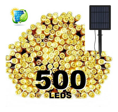 Luces Solares Navidad Guirnalda 500 Led Cálidas Estaca 50mt