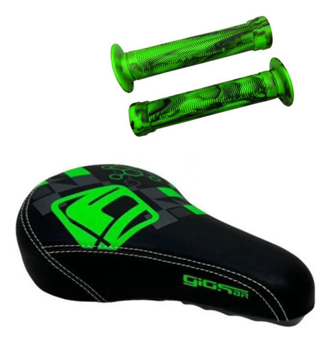 Kit Bike Gios Selim Gl-1109 + Manopla Gi-075h Bmx Freeride. Cor Verde