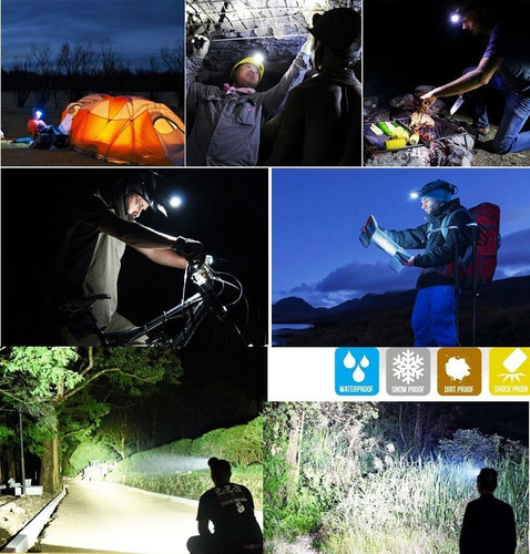Imagen 2 de 10 de Linterna Led Recargable Minero Vincha 3 Cree T6 Usb 12v