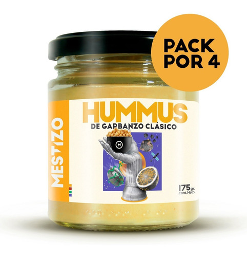 Hummus De Garbanzo Clásico Mestizo Pack X4 Unidades